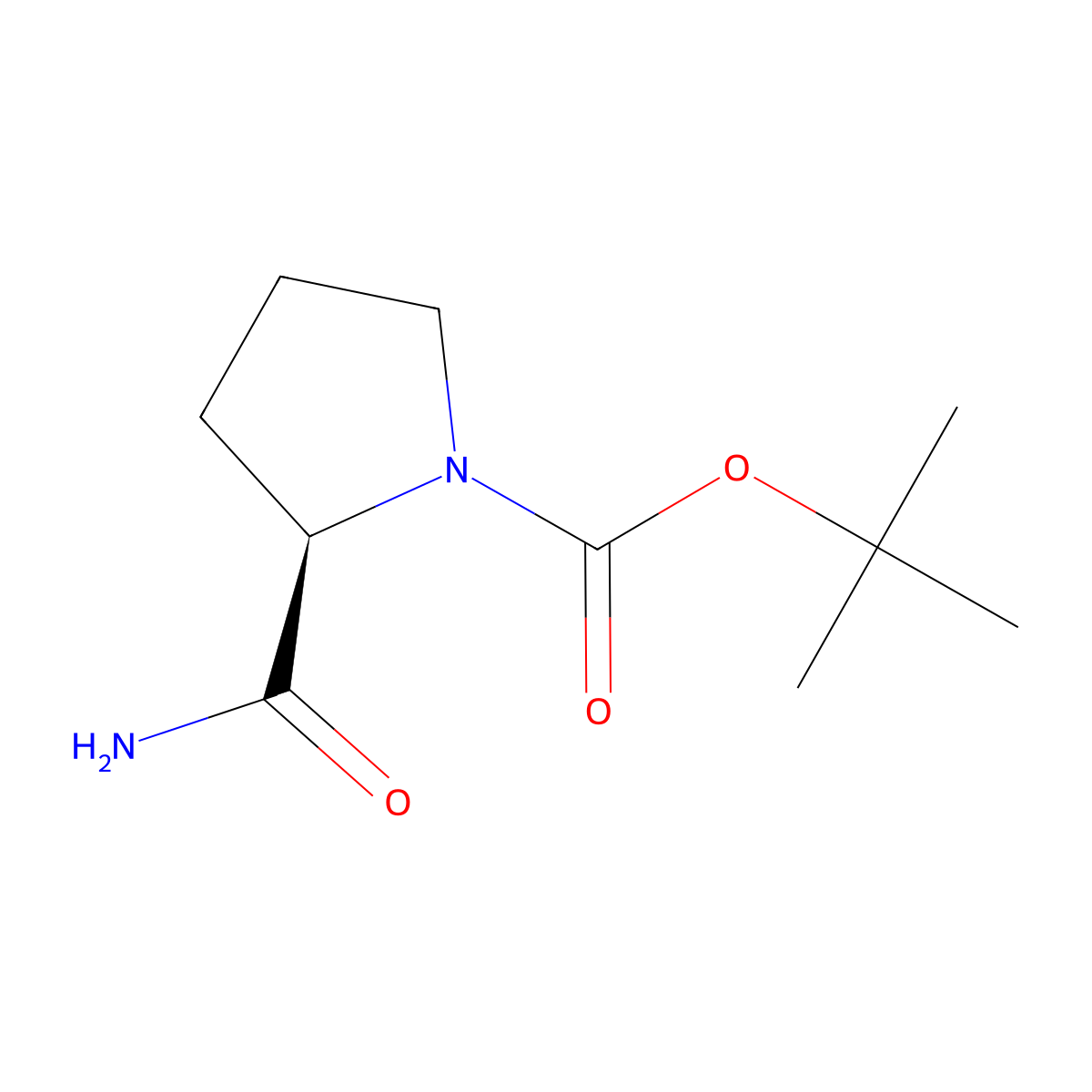 D-1-N-Boc-prolinamide molecular structure, CAS 70138-72-6