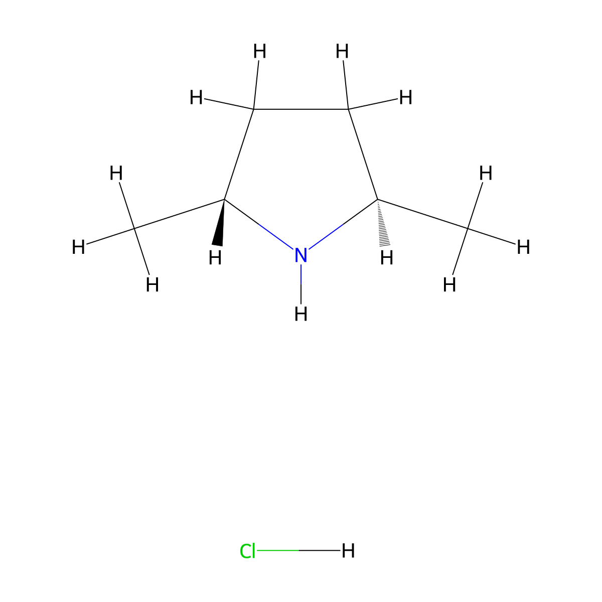 (2R,5R)-2,5-dimethylpyrrolidine hydrochloride molecular structure, CAS 70144-18-2