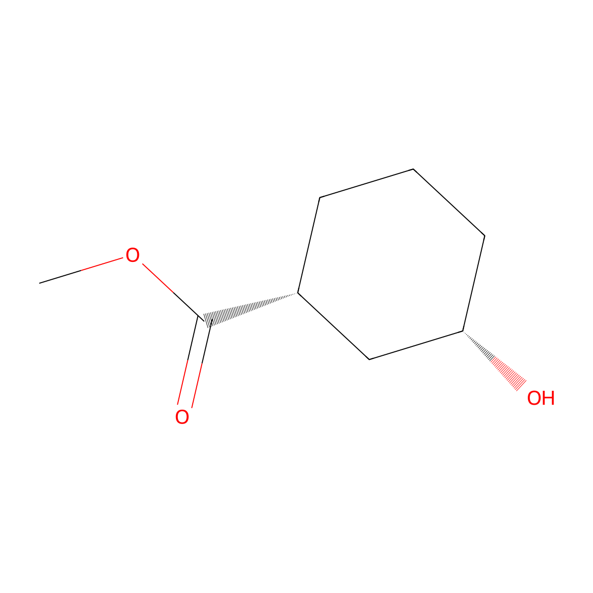 rac-methyl (1R,3S)-3-hydroxycyclohexane-1-carboxylate molecular structure, CAS 70144-91-1
