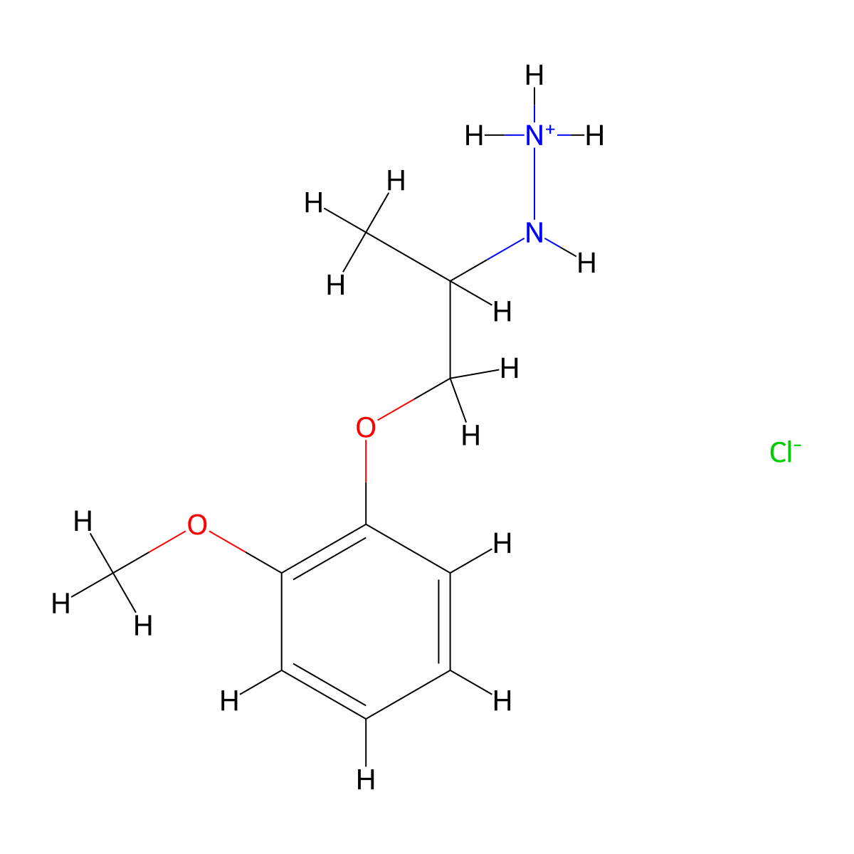 Hydrazine, (1-(o-methoxyphenoxymethyl)ethyl)-, hydrochloride molecular structure, CAS 70145-88-9