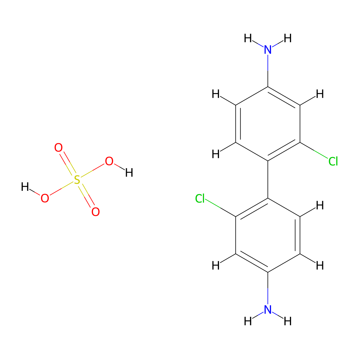 (1,1'-Biphenyl)-4,4'-diamine, 2,2'-dichloro-, sulfate (1:1) molecular structure, CAS 70146-07-5