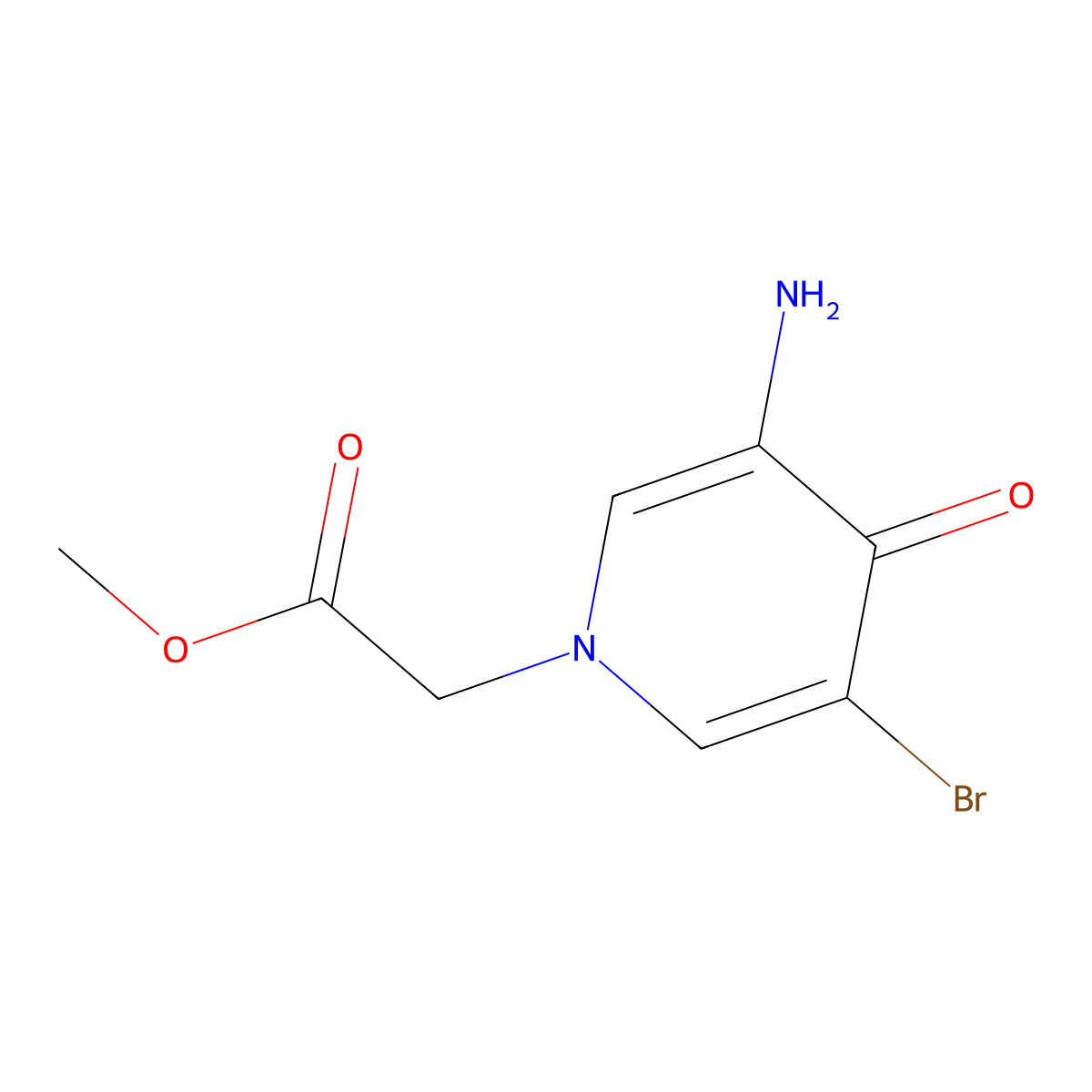 Methyl 2-(3-amino-5-bromo-4-oxo-1,4-dihydropyridin-1-YL)acetate molecular structure, CAS 70149-49-4