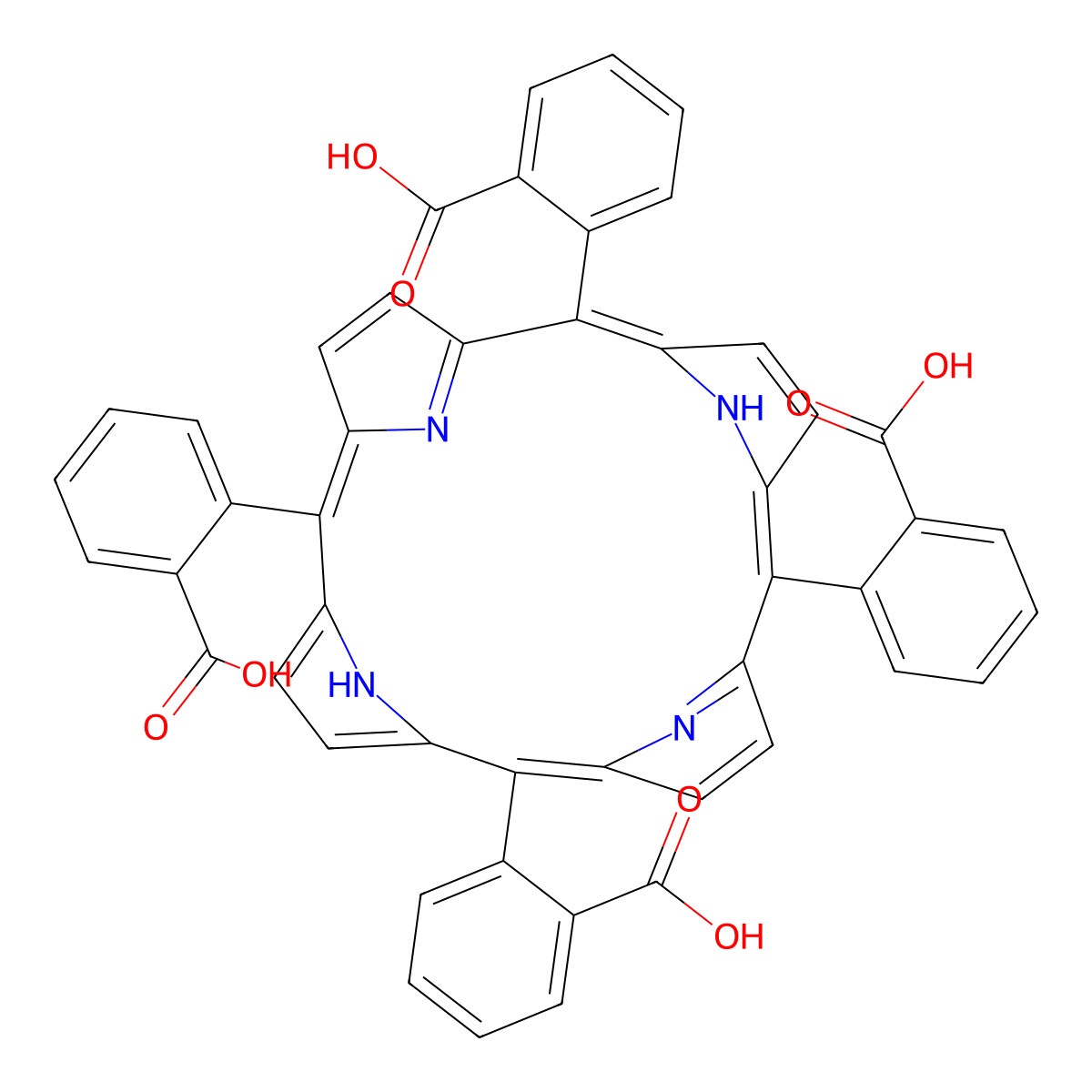 meso-Tetra (2-carboxyphenyl) porphine molecular structure, CAS 70152-55-5