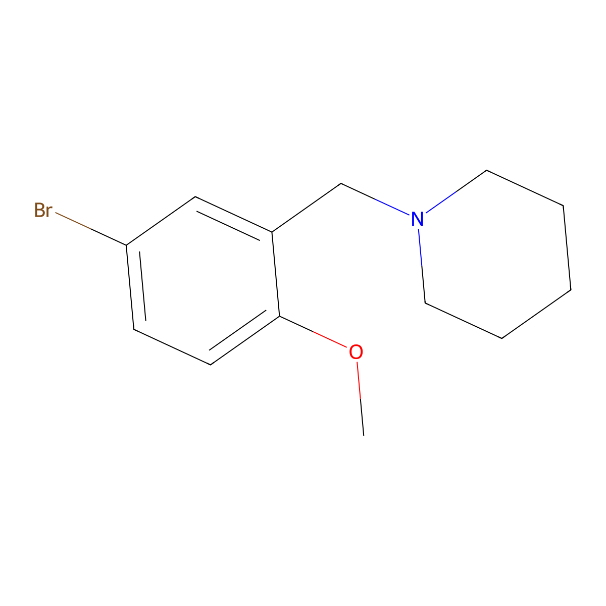 1-(5-Bromo-2-methoxybenzyl)piperidine molecular structure, CAS 7016-11-7
