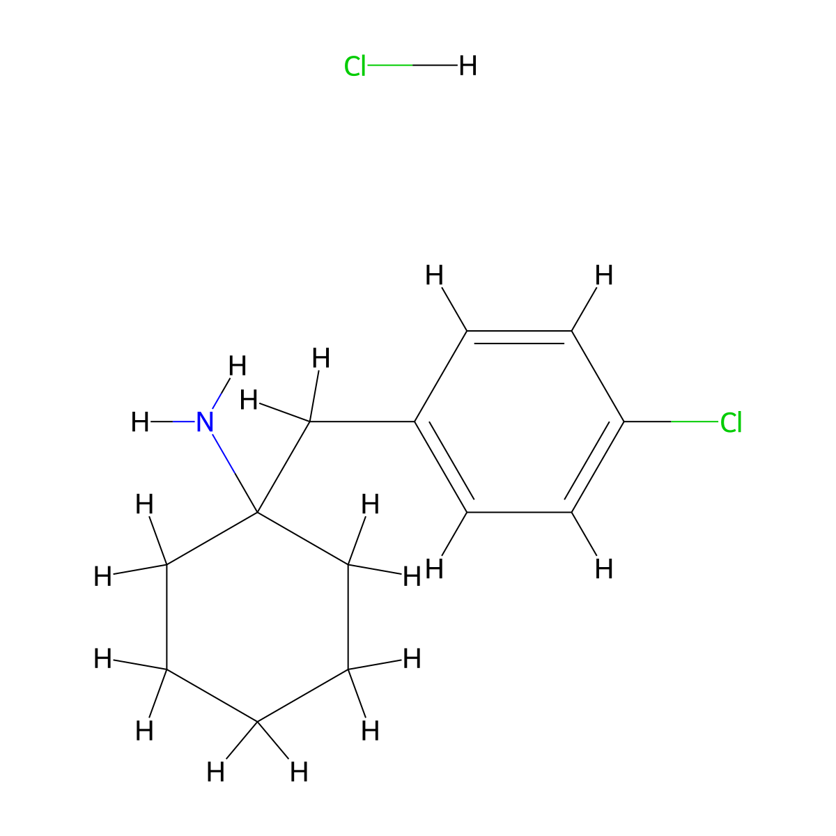 1-[(4-Chlorophenyl)methyl]cyclohexan-1-amine hydrochloride molecular structure, CAS 70167-24-7
