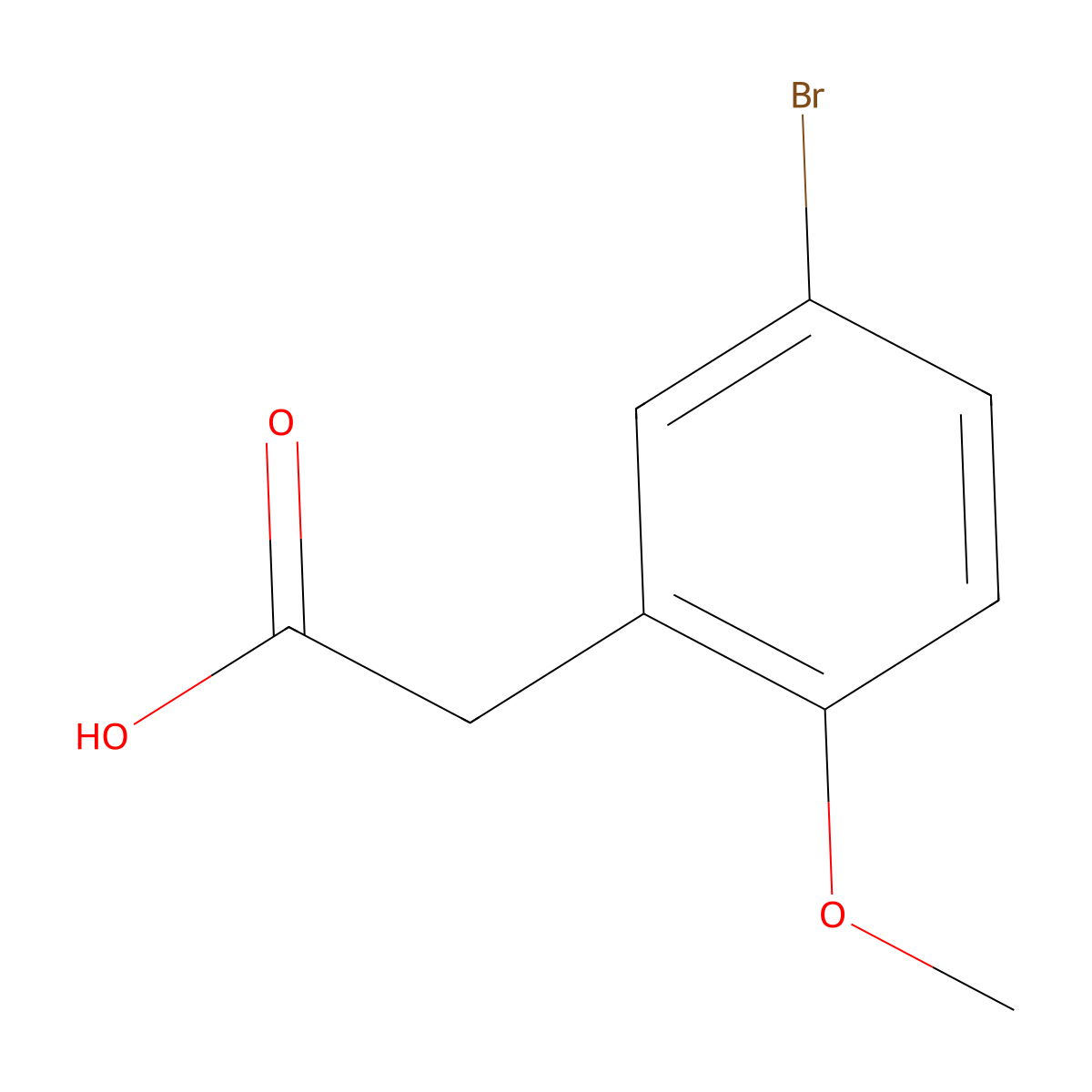 5-Bromo-2-methoxyphenylacetic acid molecular structure, CAS 7017-48-3