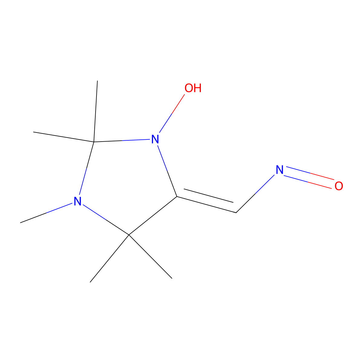 1-Hydroxy-2,2,3,4,4-pentamethyl-5-(nitrosomethylidene)imidazolidine molecular structure, CAS 70183-45-8