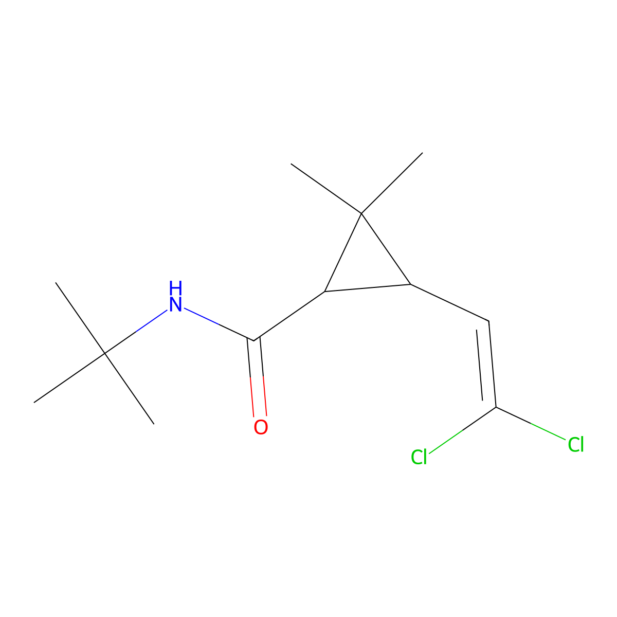 N-tert-butyl-3-(2,2-dichloroethenyl)-2,2-dimethylcyclopropanecarboxamide molecular structure, CAS 70184-90-6