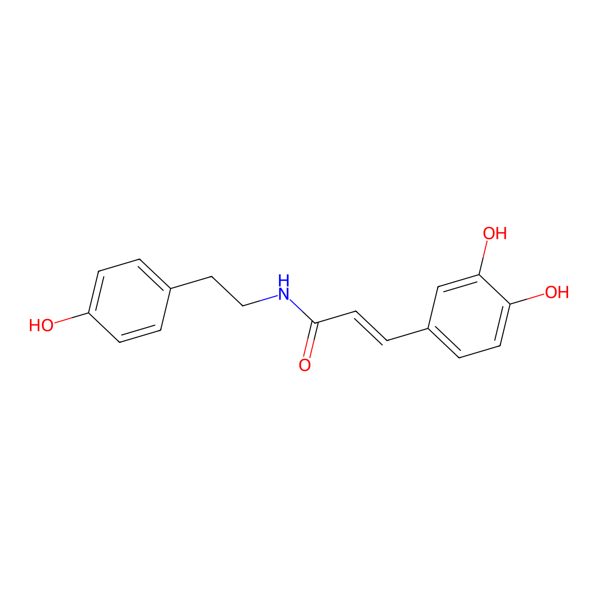 3-(3,4-Dihydroxyphenyl)-N-[2-(4-hydroxyphenyl)ethyl]prop-2-enamide molecular structure, CAS 70185-64-7