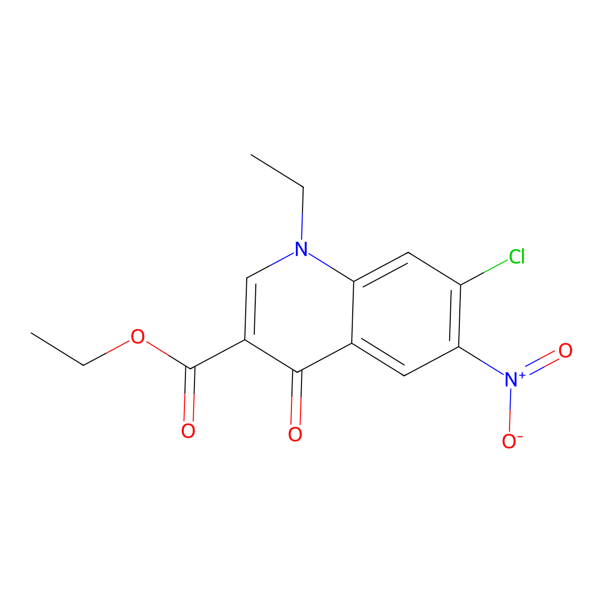 Ethyl 7-chloro-1-ethyl-6-nitro-4-oxo-1,4-dihydroquinoline-3-carboxylate molecular structure, CAS 70186-33-3