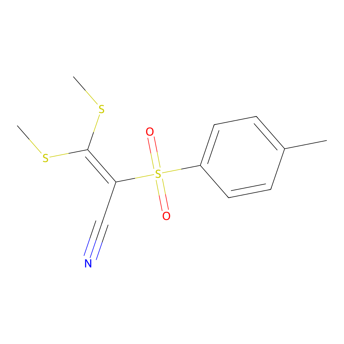 2-Propenenitrile, 2-[(4-methylphenyl)sulfonyl]-3,3-bis(methylthio)- molecular structure, CAS 70186-54-8