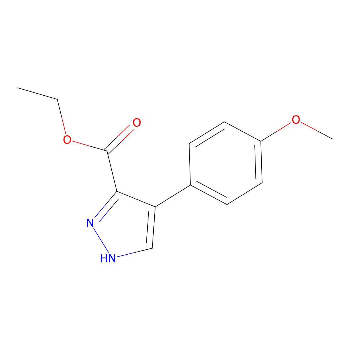 4-(4-methoxyphenyl)-1H-Pyrazole-3-carboxylic acid ethyl ester molecular structure, CAS 70187-29-0