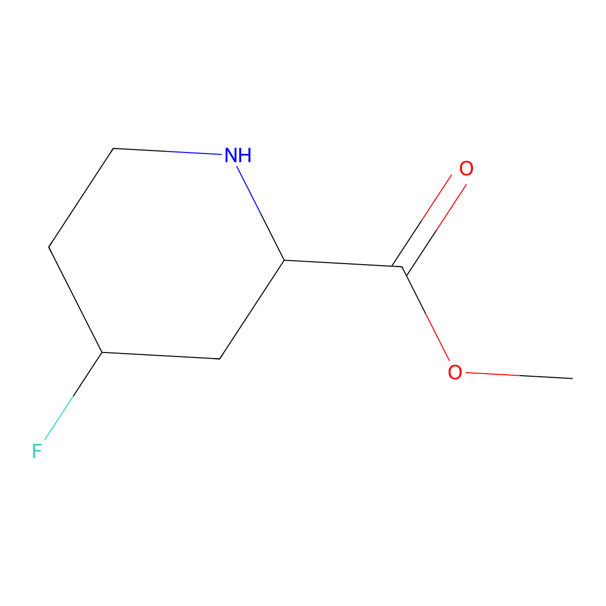 rac-methyl (2R,4S)-4-fluoropiperidine-2-carboxylate molecular structure, CAS 701907-06-4