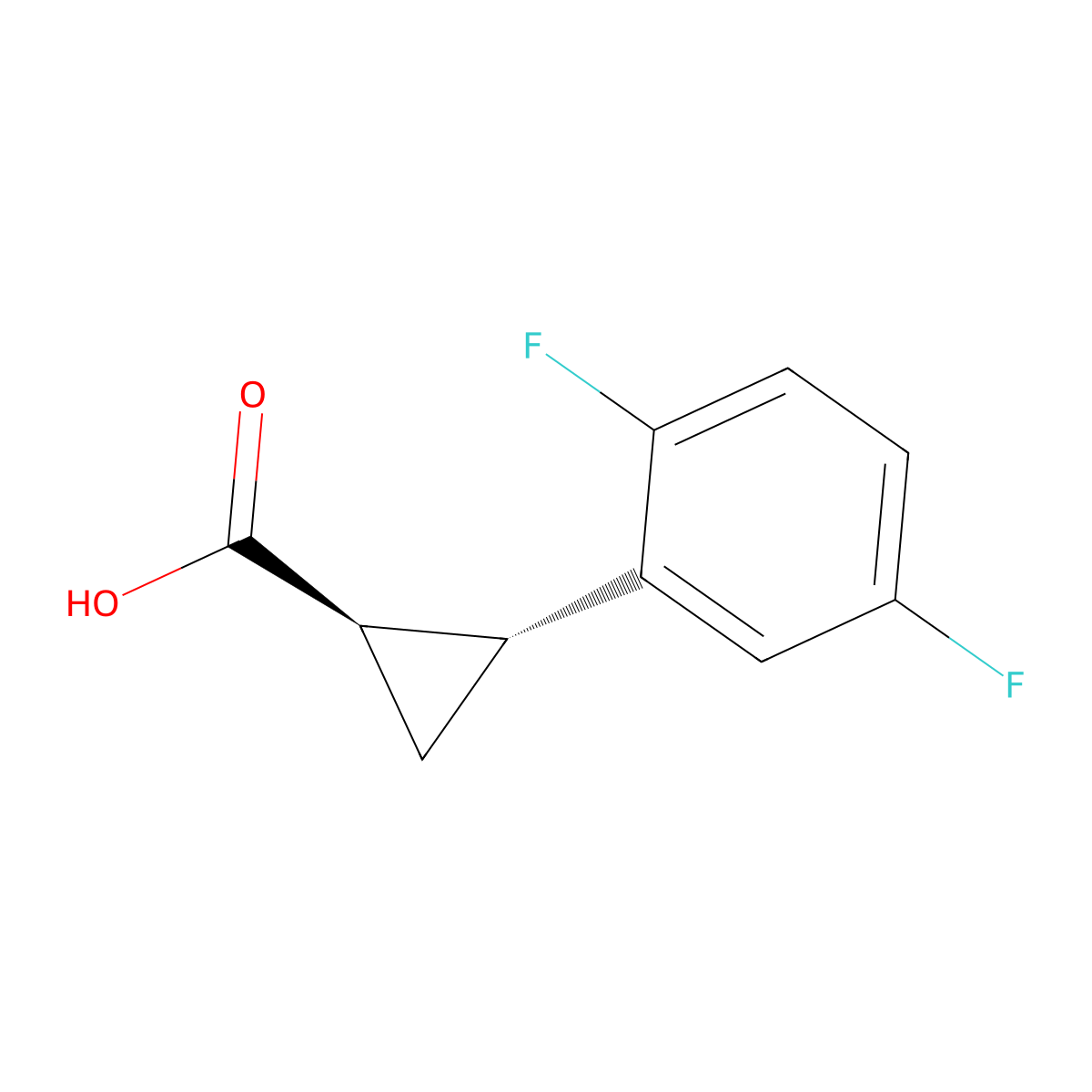 rac-(1R,2R)-2-(2,5-difluorophenyl)cyclopropane-1-carboxylic acid molecular structure, CAS 701914-06-9