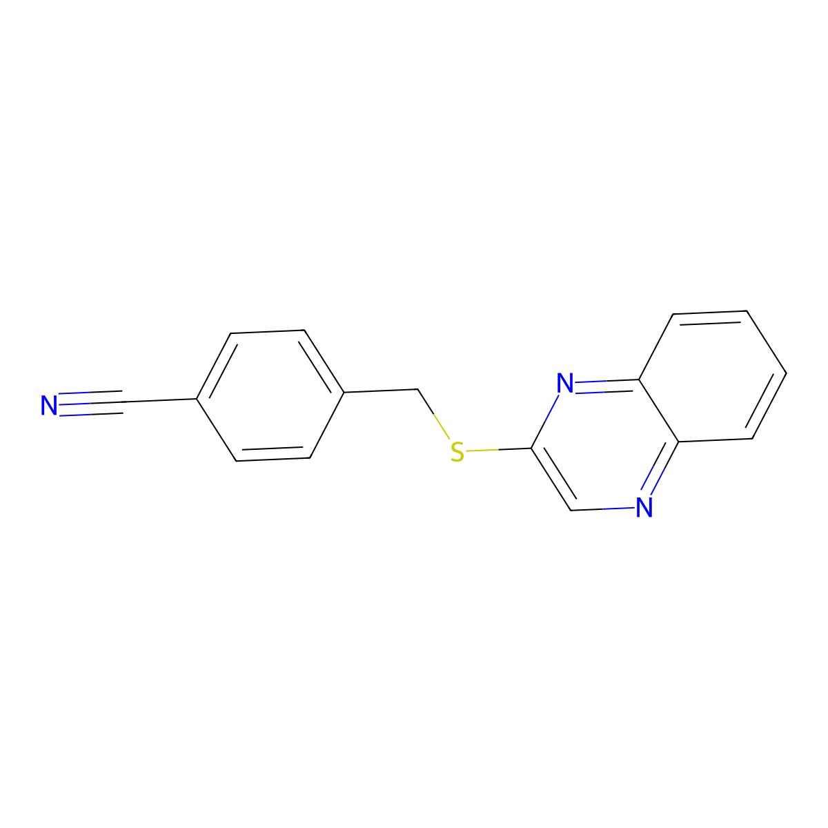 4-[(Quinoxalin-2-ylsulfanyl)methyl]benzonitrile molecular structure, CAS 701920-29-8