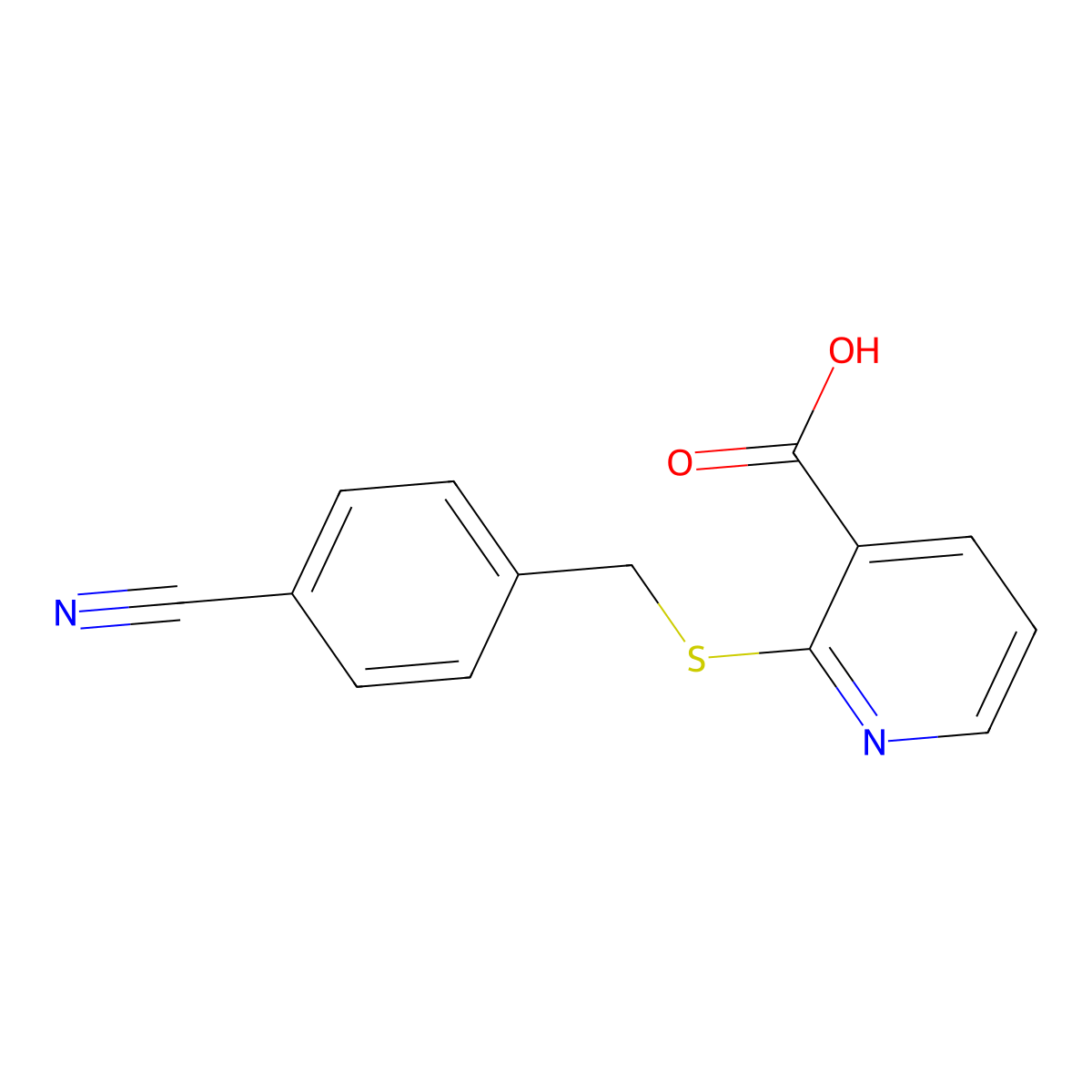 2-{[(4-Cyanophenyl)methyl]sulfanyl}pyridine-3-carboxylic acid molecular structure, CAS 701920-30-1
