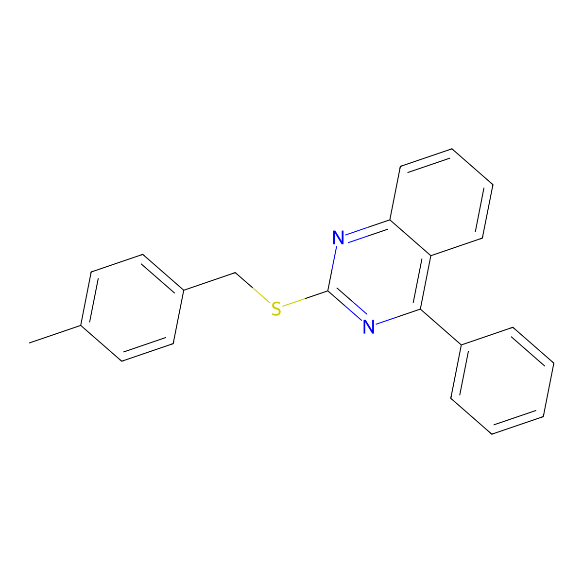2-{[(4-Methylphenyl)methyl]sulfanyl}-4-phenylquinazoline molecular structure, CAS 701920-37-8