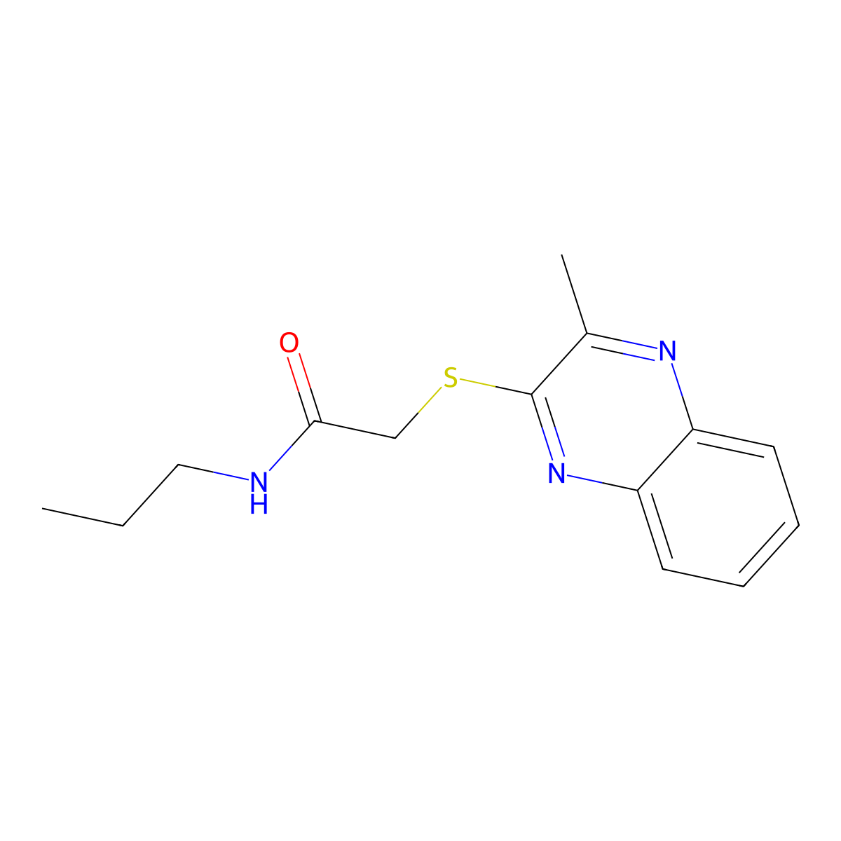 2-((3-methylquinoxalin-2-yl)thio)-N-propylacetamide molecular structure, CAS 701920-40-3