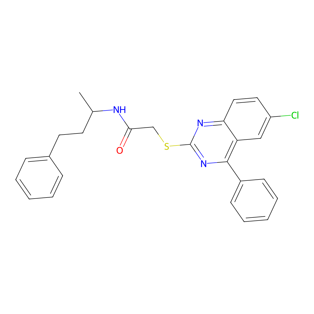 2-[(6-Chloro-4-phenylquinazolin-2-YL)sulfanyl]-N-(4-phenylbutan-2-YL)acetamide molecular structure, CAS 701920-62-9
