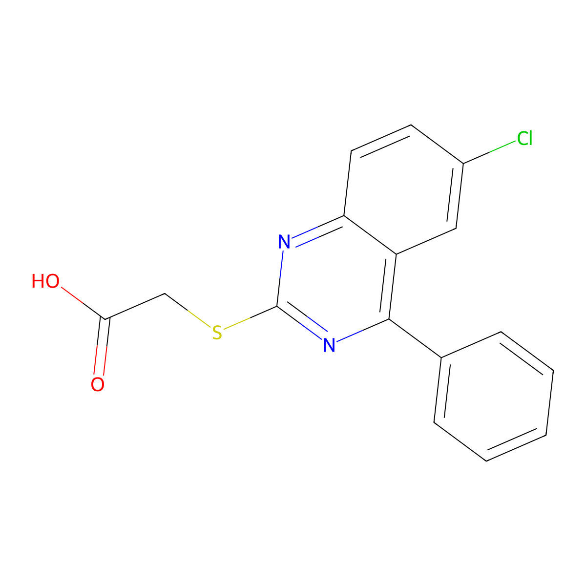 2-(6-Chloro-4-phenylquinazolin-2-ylthio)acetic acid molecular structure, CAS 701920-67-4