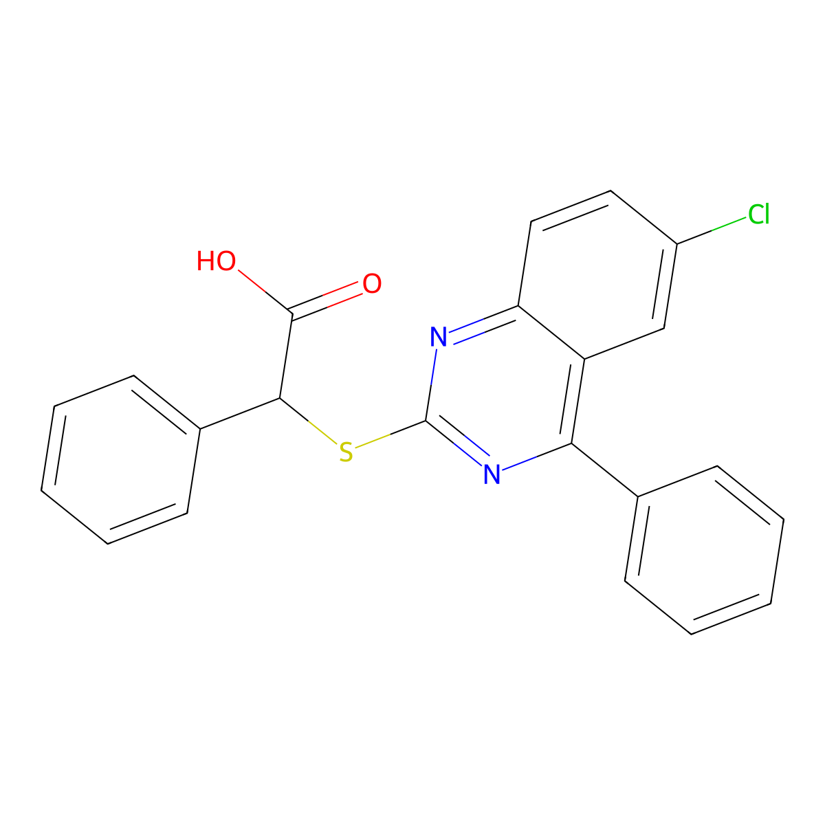 2-(6-Chloro-4-phenylquinazolin-2-ylthio)-2-phenylacetic acid molecular structure, CAS 701920-68-5