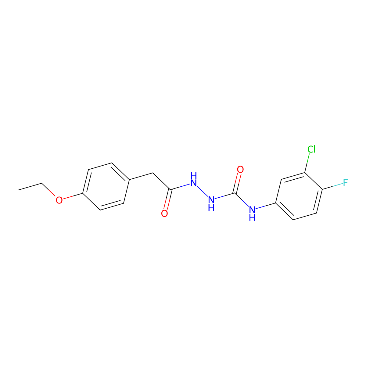 1-(3-Chloro-4-fluorophenyl)-3-[[2-(4-ethoxyphenyl)acetyl]amino]urea molecular structure, CAS 701923-20-8