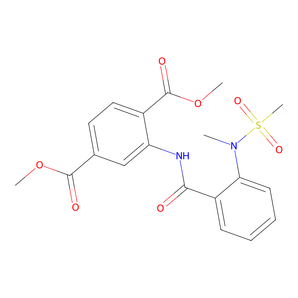 Dimethyl 2-({2-[methyl(methylsulfonyl)amino]benzoyl}amino)terephthalate molecular structure, CAS 701923-25-3