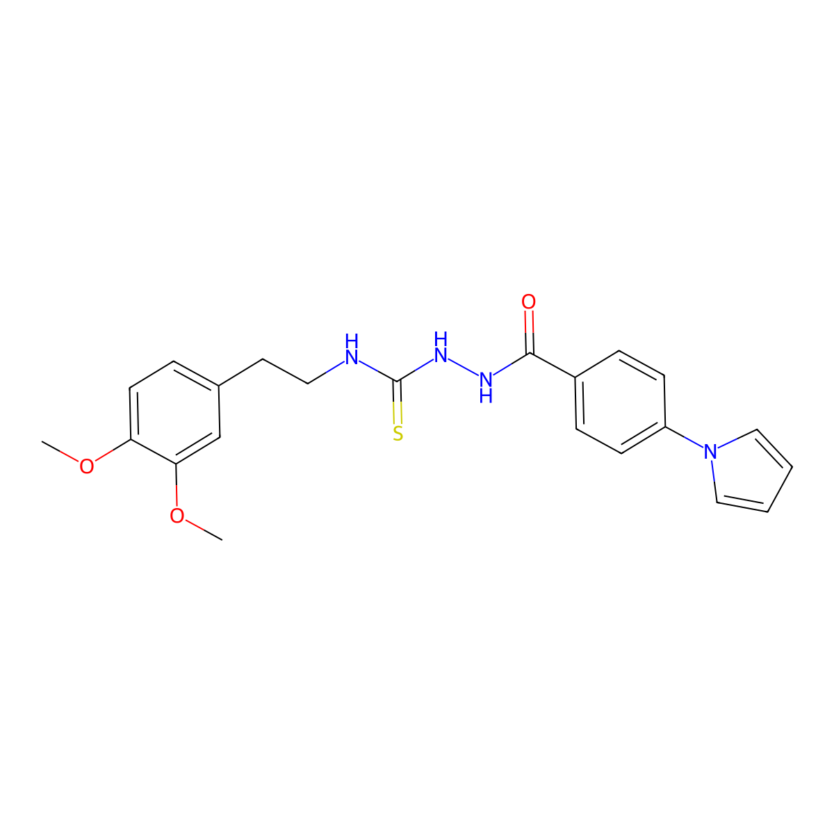 1-[2-(3,4-Dimethoxyphenyl)ethyl]-3-[(4-pyrrol-1-ylbenzoyl)amino]thiourea molecular structure, CAS 701923-44-6