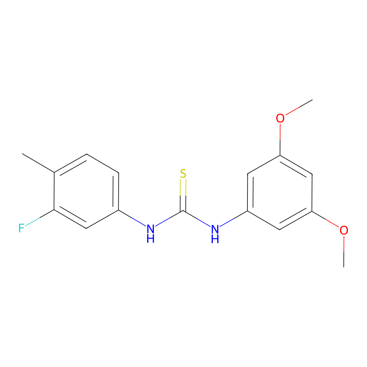 1-(3,5-Dimethoxyphenyl)-3-(3-fluoro-4-methylphenyl)thiourea molecular structure, CAS 701923-53-7