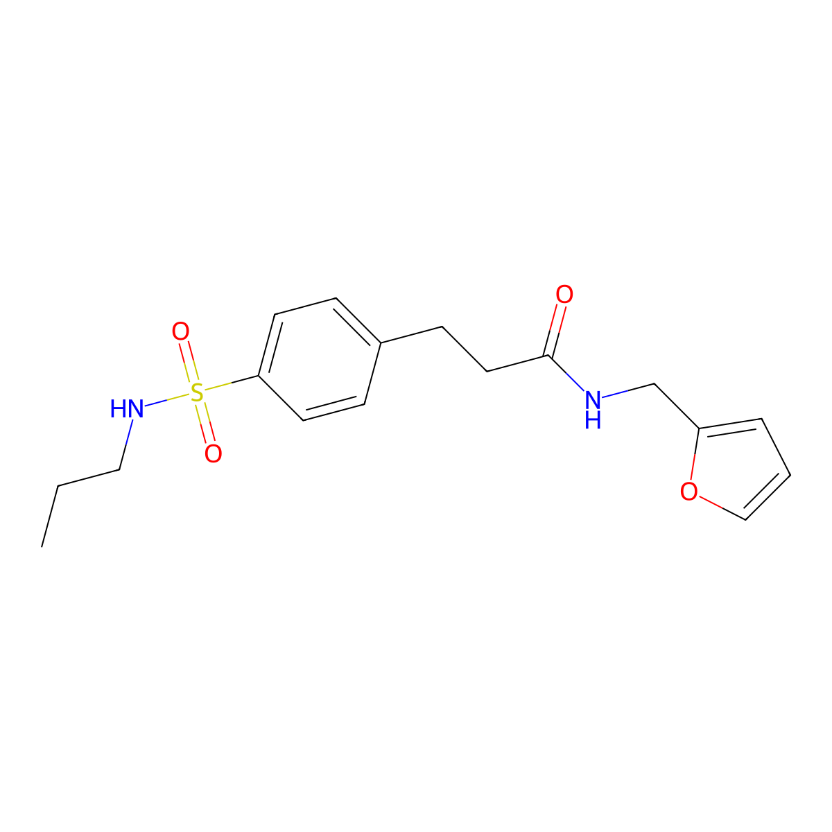 N-(2-furylmethyl)-3-{4-[(propylamino)sulfonyl]phenyl}propanamide molecular structure, CAS 701923-58-2