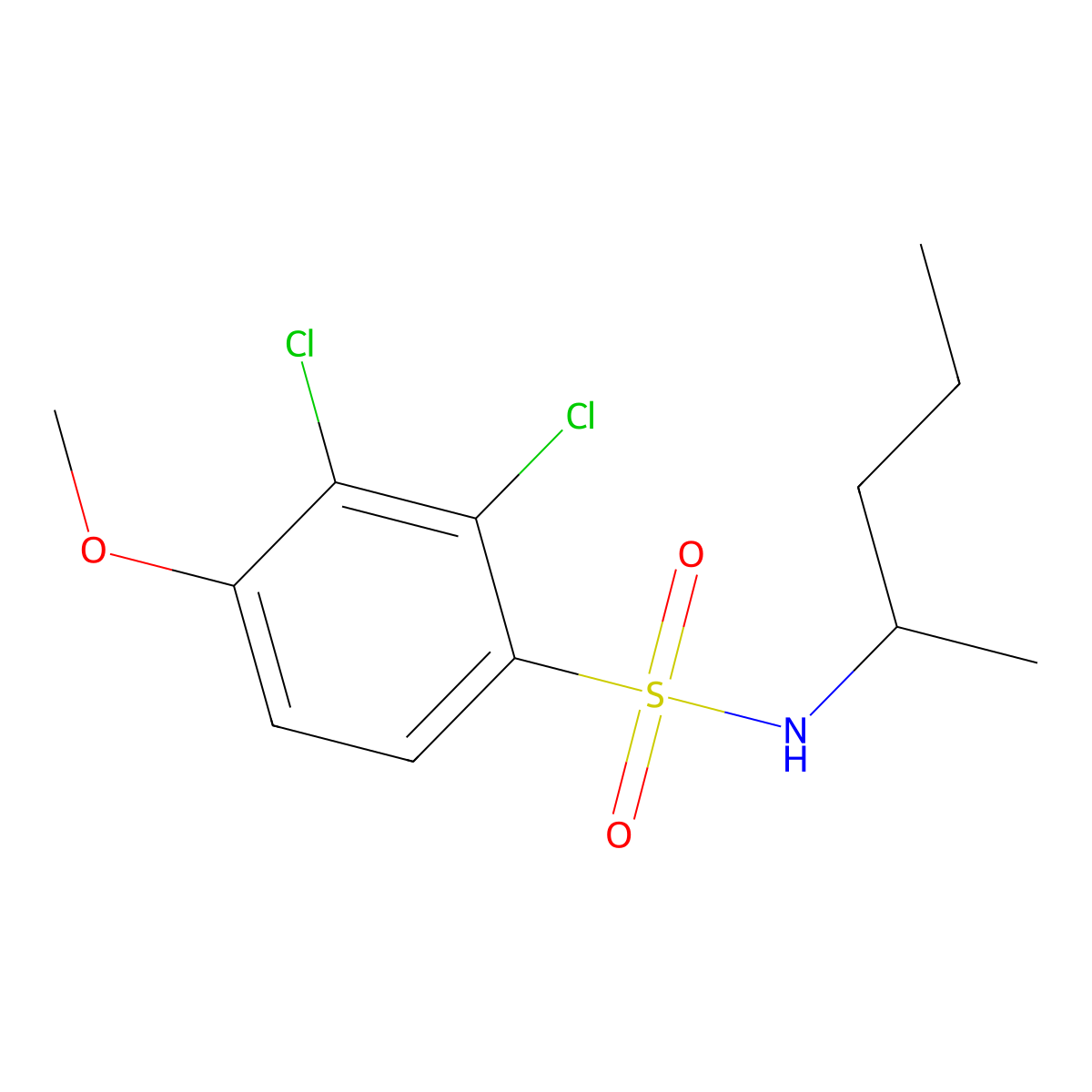 2,3-dichloro-4-methoxy-N-pentan-2-ylbenzenesulfonamide molecular structure, CAS 701923-82-2