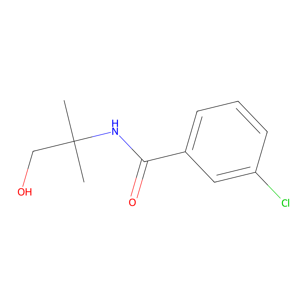 3-chloro-N-(1-hydroxy-2-methylpropan-2-yl)benzamide molecular structure, CAS 701923-86-6