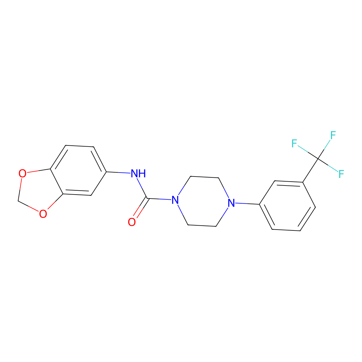 N-(1,3-benzodioxol-5-yl)-4-[3-(trifluoromethyl)phenyl]tetrahydro-1(2H)-pyrazinecarboxamide molecular structure, CAS 701924-07-4
