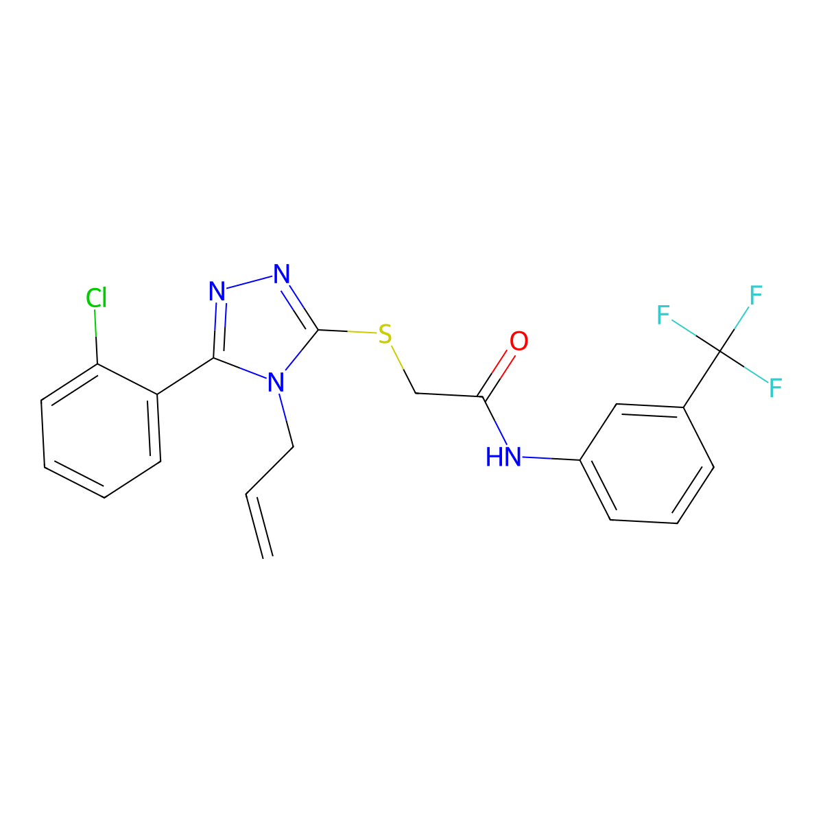 2-[[5-(2-chlorophenyl)-4-prop-2-enyl-1,2,4-triazol-3-yl]sulfanyl]-N-[3-(trifluoromethyl)phenyl]acetamide molecular structure, CAS 701924-35-8