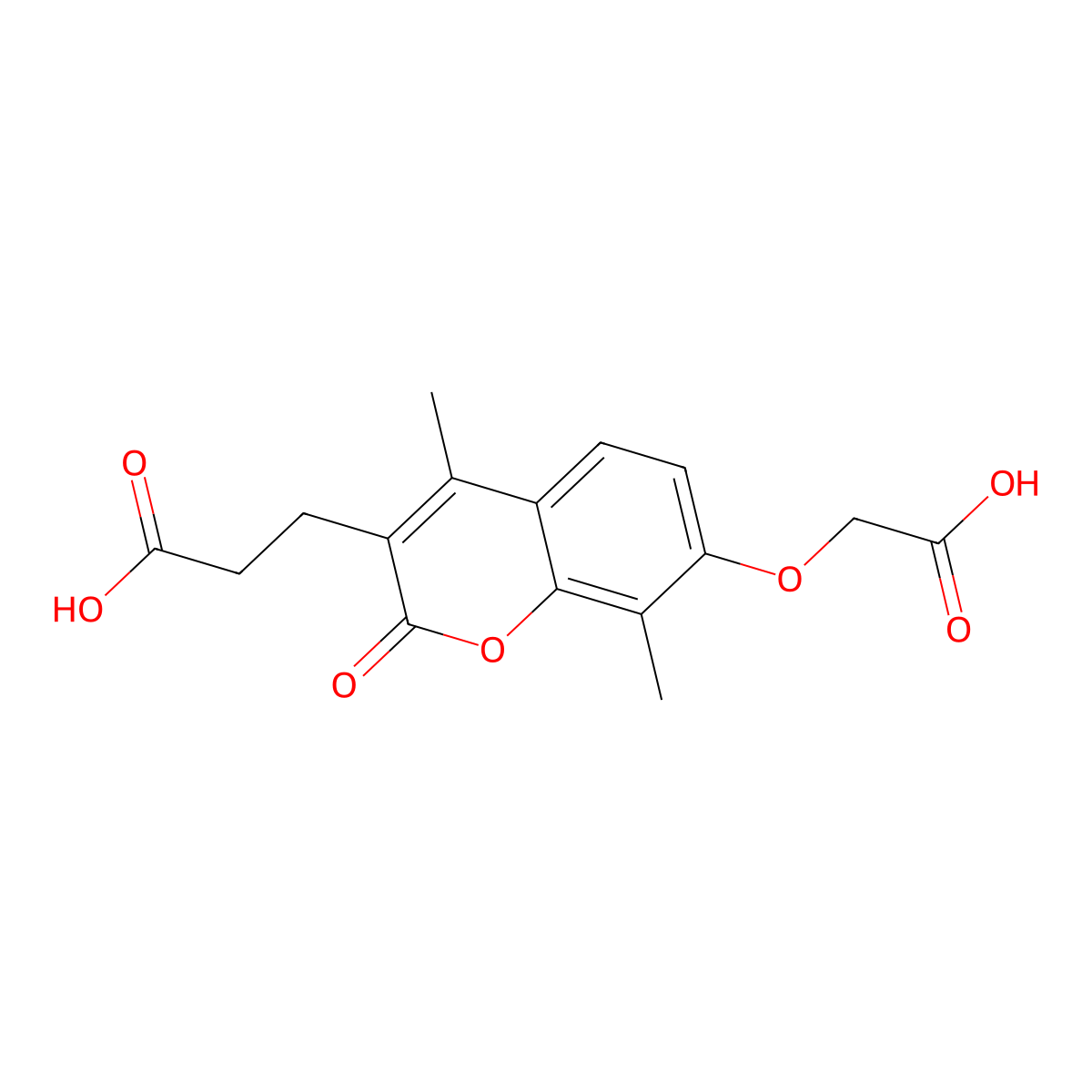3-[7-(carboxymethoxy)-4,8-dimethyl-2-oxo-2H-chromen-3-yl]propanoic acid molecular structure, CAS 701924-36-9