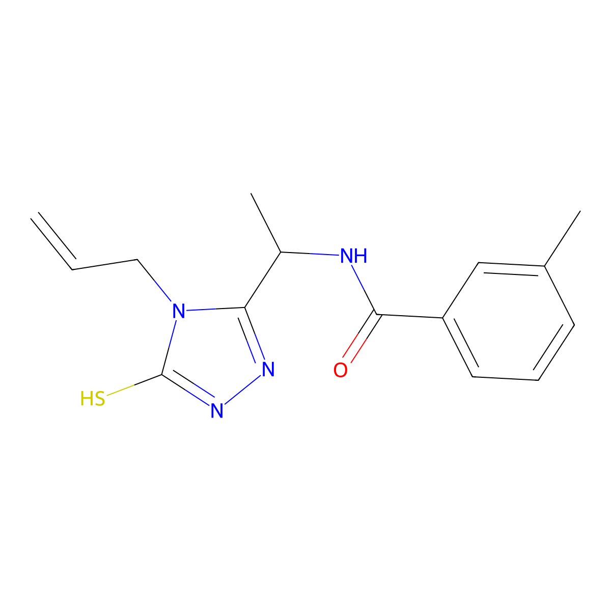 3-methyl-N-[1-(4-prop-2-enyl-5-sulfanylidene-1H-1,2,4-triazol-3-yl)ethyl]benzamide molecular structure, CAS 701924-38-1