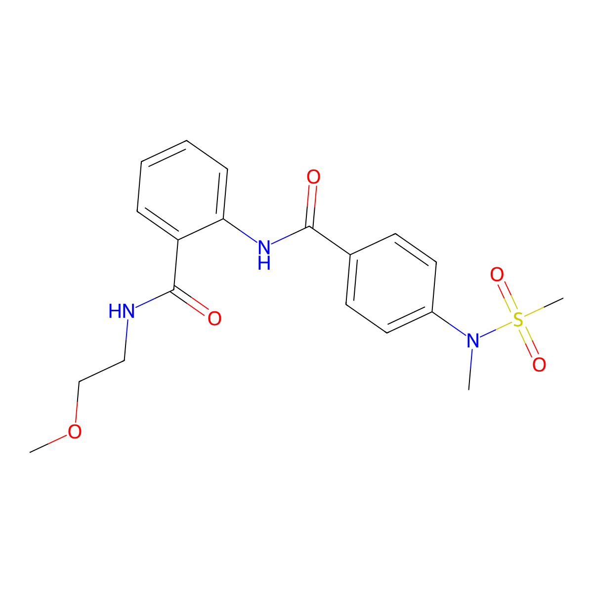 N-(2-methoxyethyl)-2-[[4-[methyl(methylsulfonyl)amino]benzoyl]amino]benzamide molecular structure, CAS 701924-40-5