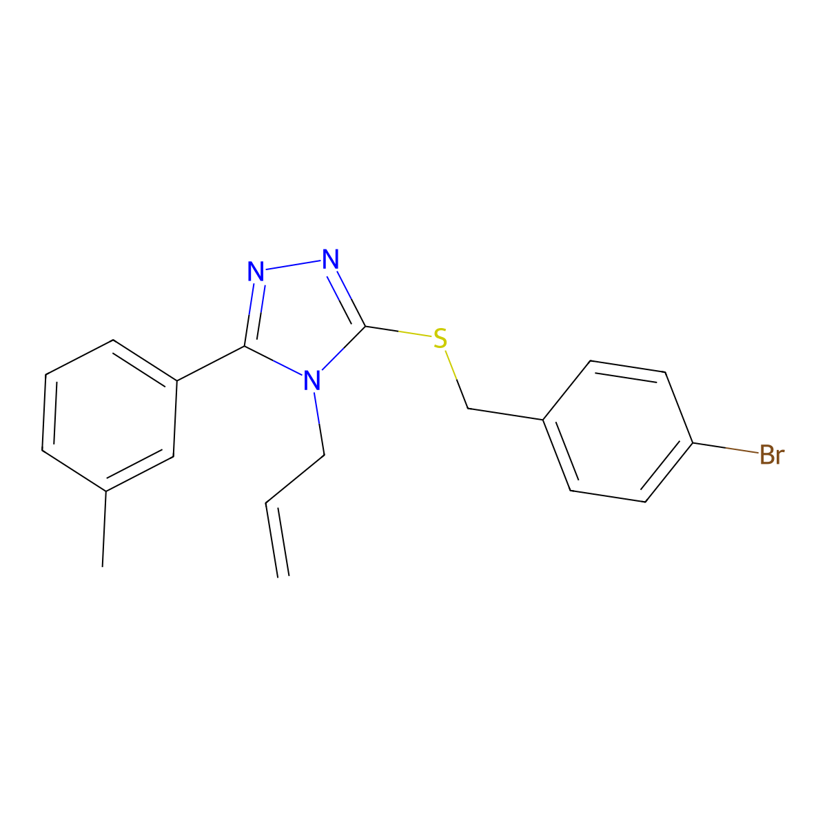 3-[(4-Bromophenyl)methylsulfanyl]-5-(3-methylphenyl)-4-prop-2-enyl-1,2,4-triazole molecular structure, CAS 701924-41-6