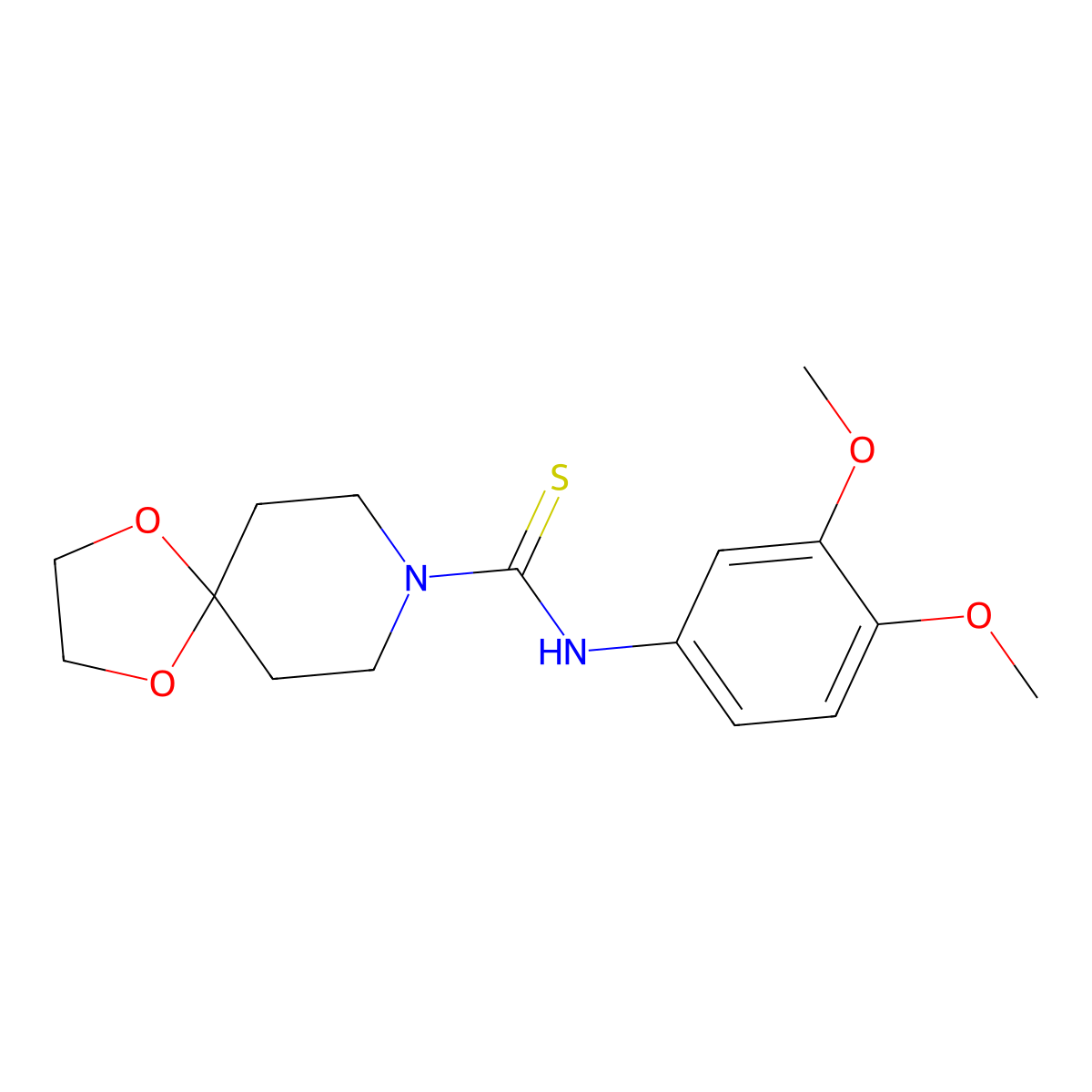 N-(3,4-dimethoxyphenyl)-1,4-dioxa-8-azaspiro[4.5]decane-8-carbothioamide molecular structure, CAS 701924-47-2