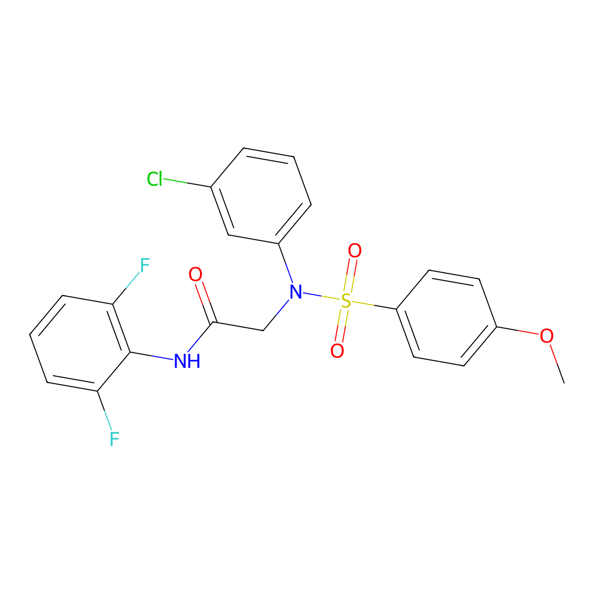 2-(3-chloro-N-(4-methoxyphenyl)sulfonylanilino)-N-(2,6-difluorophenyl)acetamide molecular structure, CAS 701924-57-4
