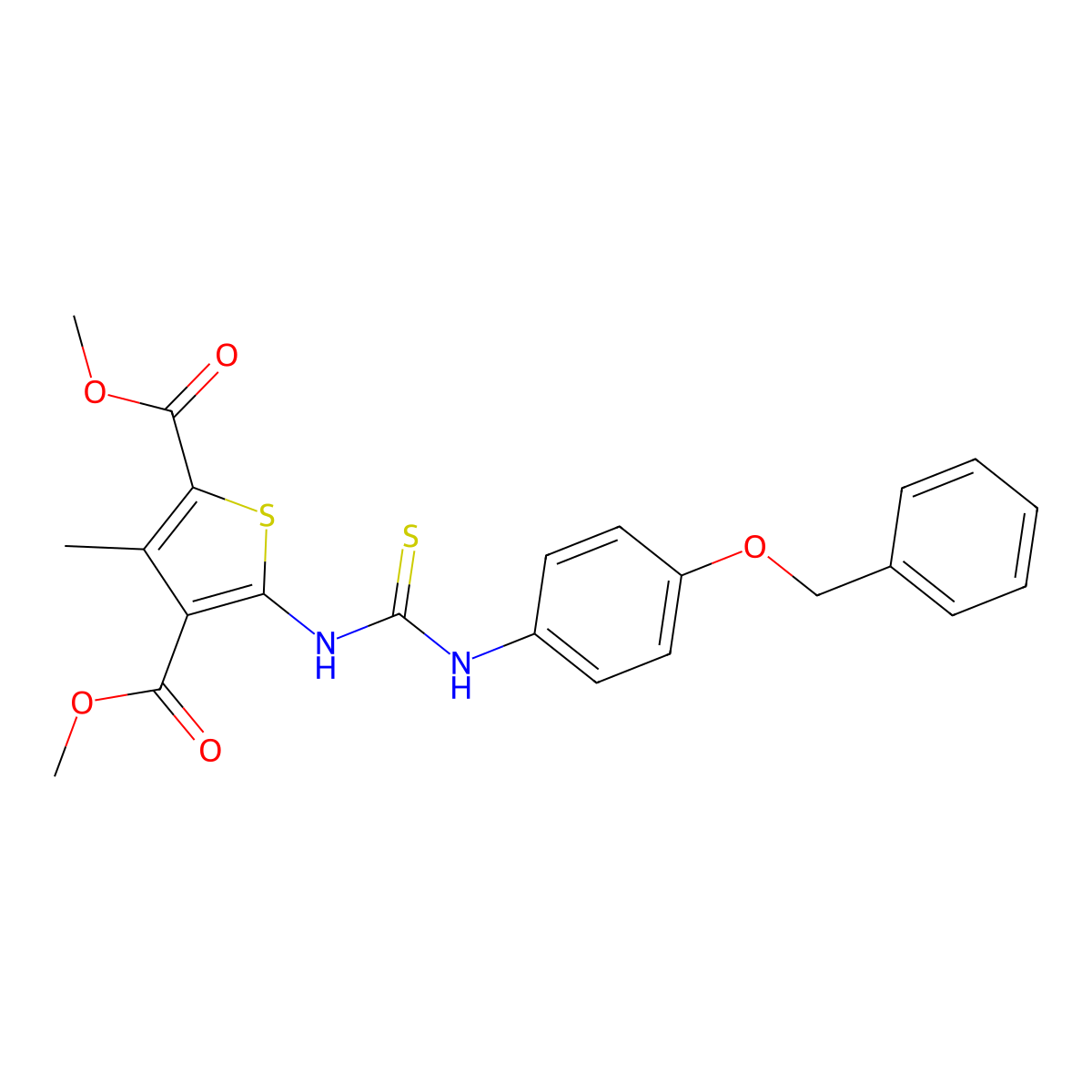 Dimethyl 5-({[4-(benzyloxy)phenyl]carbamothioyl}amino)-3-methylthiophene-2,4-dicarboxylate molecular structure, CAS 701924-82-5