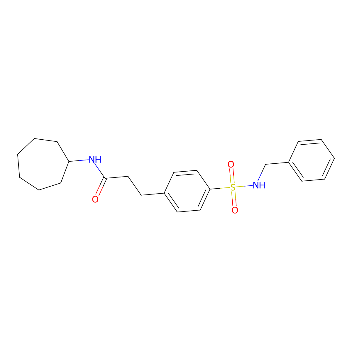 3-[4-(benzylsulfamoyl)phenyl]-N-cycloheptylpropanamide molecular structure, CAS 701924-90-5