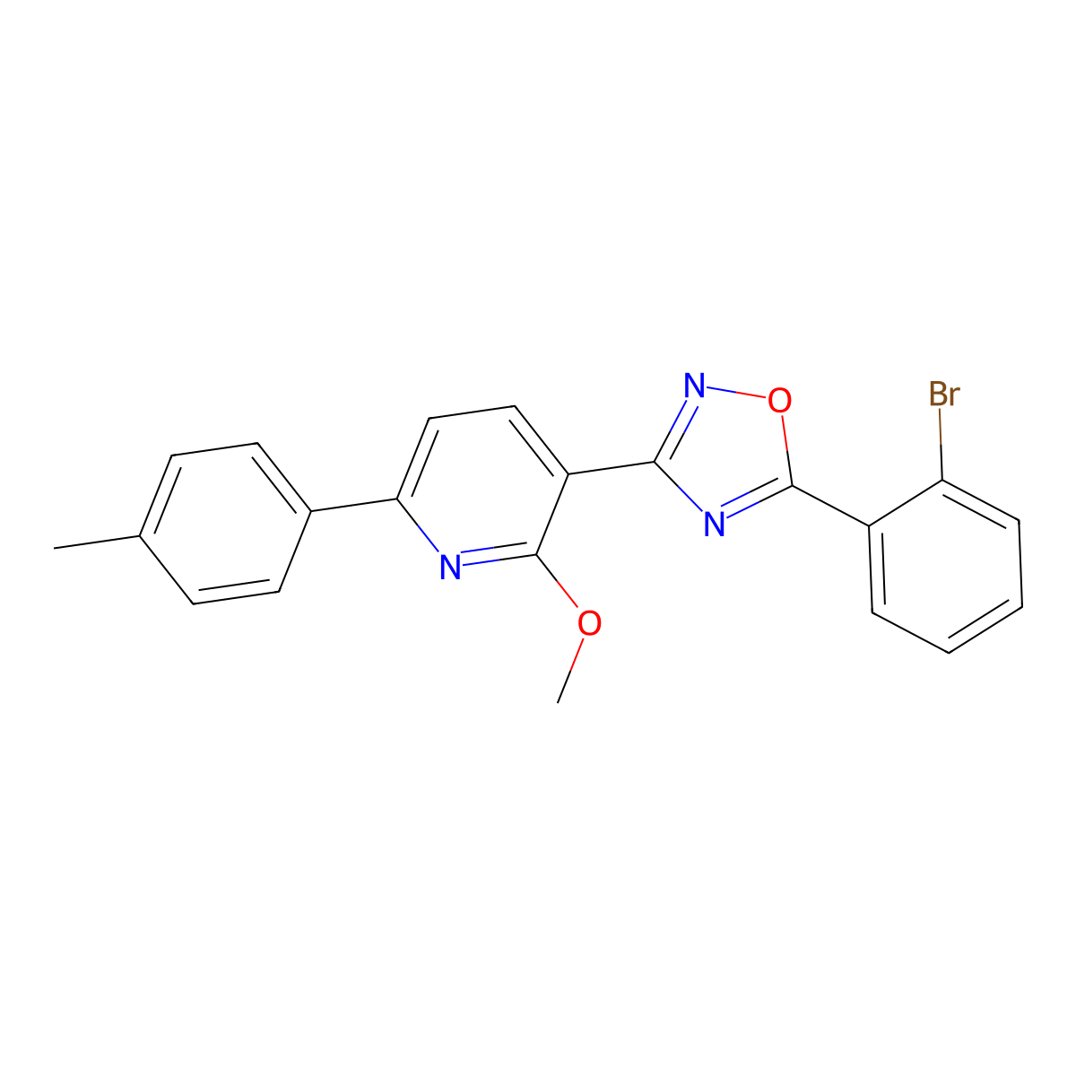 3-[5-(2-Bromophenyl)-1,2,4-oxadiazol-3-yl]-2-methoxy-6-(4-methylphenyl)pyridine molecular structure, CAS 701924-92-7