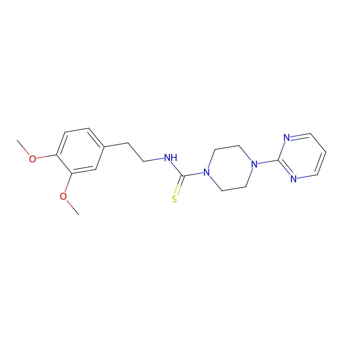 N-[2-(3,4-dimethoxyphenyl)ethyl]-4-pyrimidin-2-ylpiperazine-1-carbothioamide molecular structure, CAS 701924-93-8