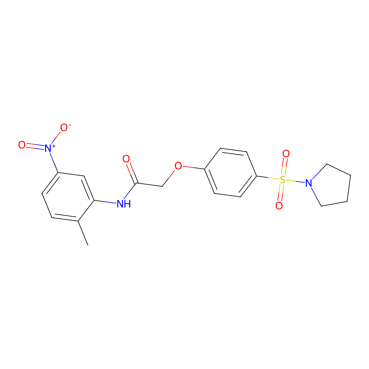 N-(2-methyl-5-nitrophenyl)-2-(4-pyrrolidin-1-ylsulfonylphenoxy)acetamide molecular structure, CAS 701924-94-9