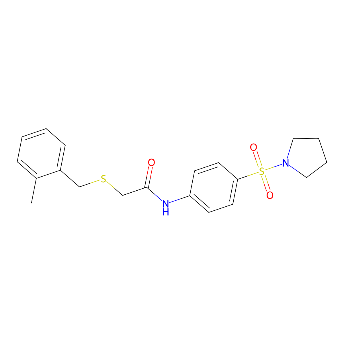 2-[(2-methylphenyl)methylsulfanyl]-N-(4-pyrrolidin-1-ylsulfonylphenyl)acetamide molecular structure, CAS 701925-06-6