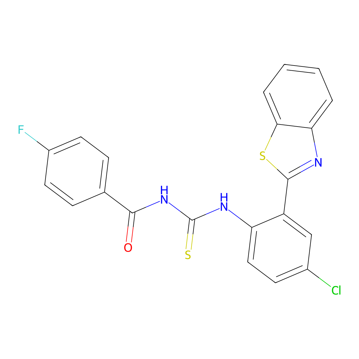 N-[[2-(1,3-benzothiazol-2-yl)-4-chlorophenyl]carbamothioyl]-4-fluorobenzamide molecular structure, CAS 701925-07-7
