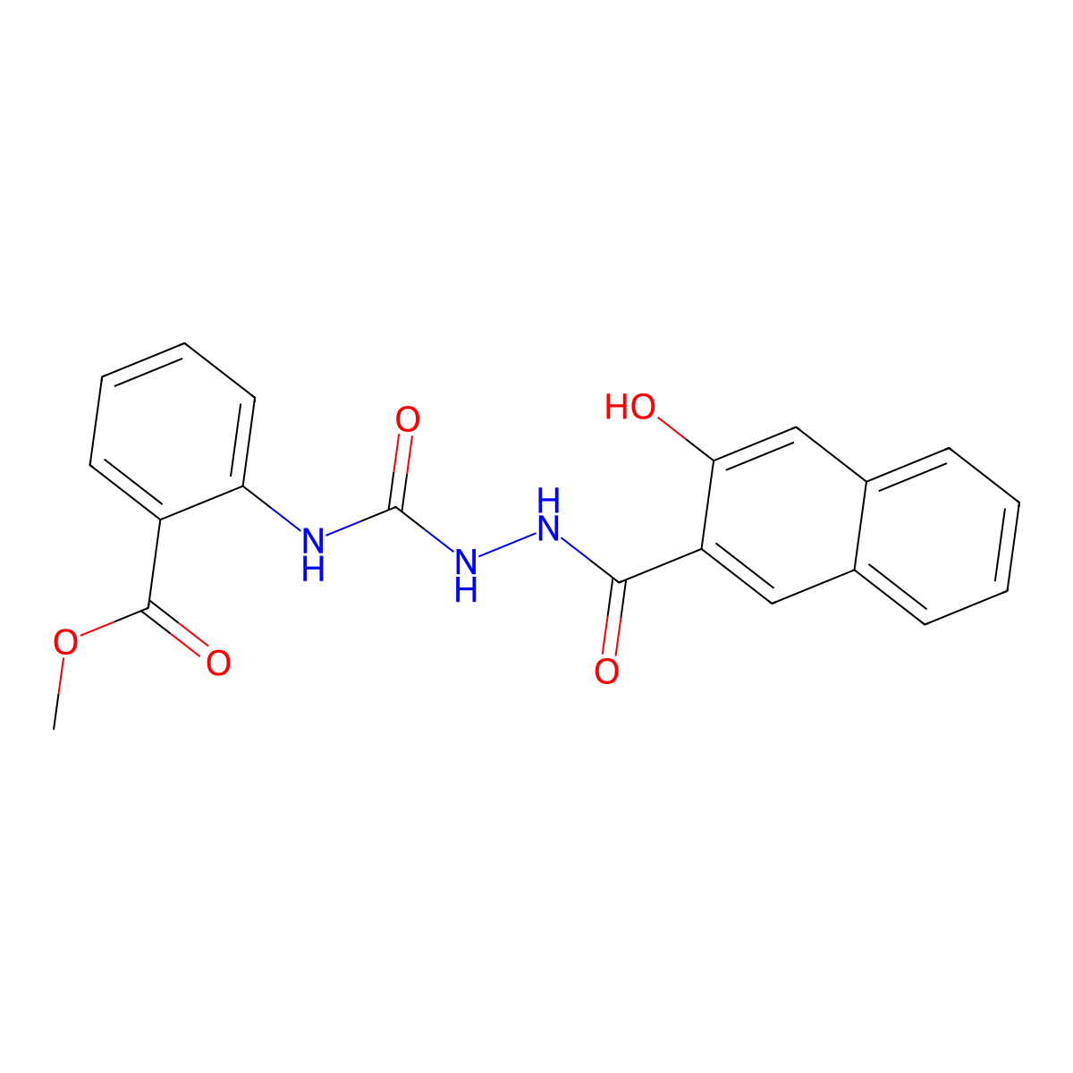 Methyl 2-({[(3-hydroxy-2-naphthyl)carbonylamino]amino}carbonylamino)benzoate molecular structure, CAS 701925-28-2