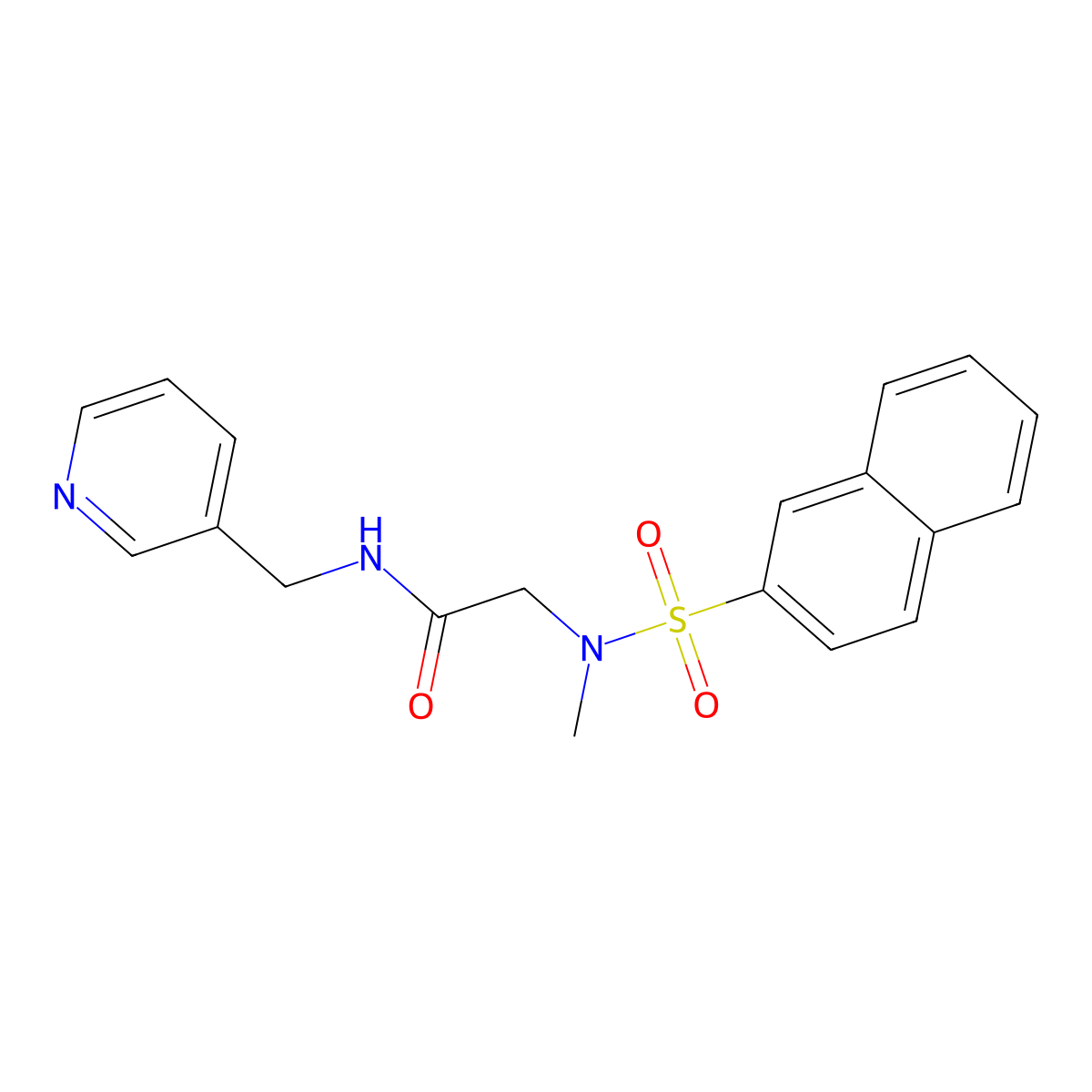 2-[methyl(naphthalen-2-ylsulfonyl)amino]-N-(pyridin-3-ylmethyl)acetamide molecular structure, CAS 701925-29-3