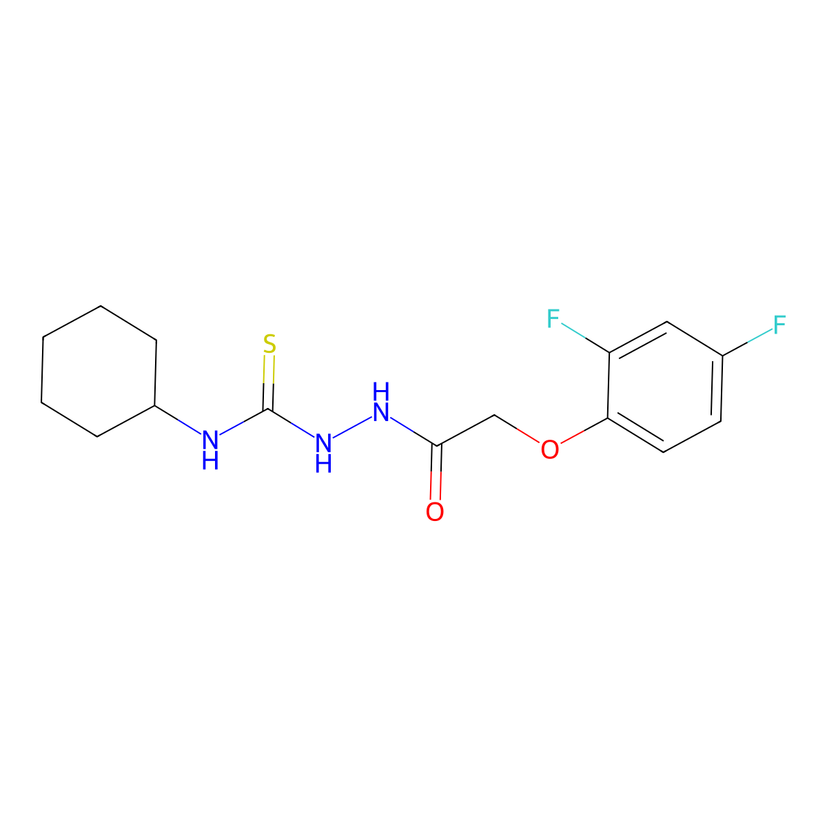 1-Cyclohexyl-3-[[2-(2,4-difluorophenoxy)acetyl]amino]thiourea molecular structure, CAS 701925-46-4